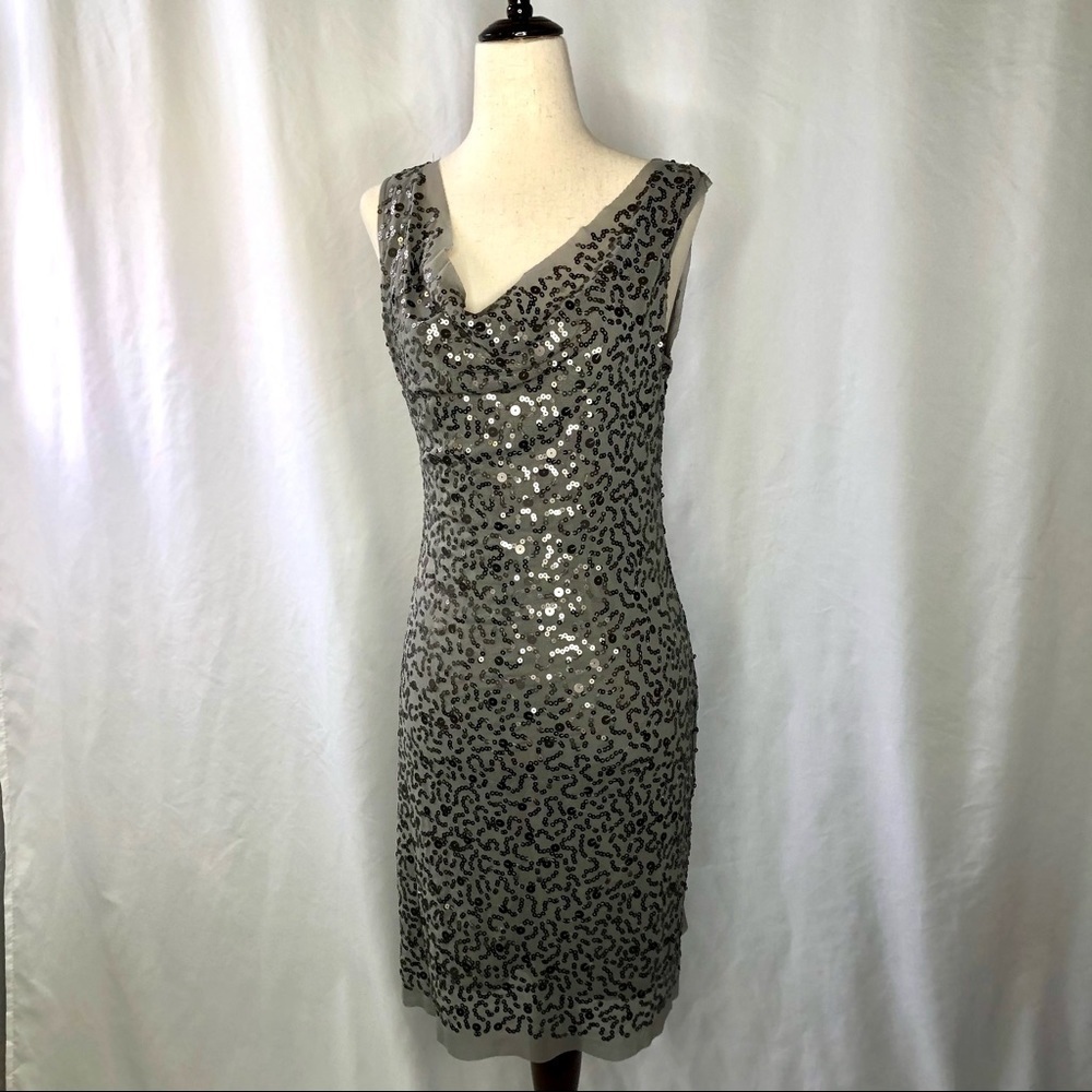 Max Studio grey sequin bodycon sleeveless dress S